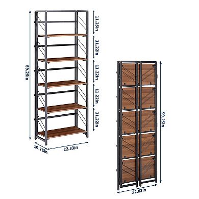 ANIXOL Folding Office Bookshelf with No-Assembly Design