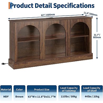 ANIXOL Mid Century Modern TV Stand with Charging Station and Rustic MDF Console