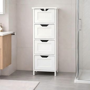 Lufeiya Slim Bathroom Floor Cabinet with 4 Drawers