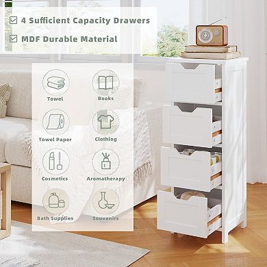 Lufeiya Slim Bathroom Floor Cabinet with 4 Drawers