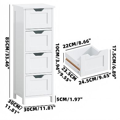 Lufeiya Slim Bathroom Floor Cabinet with 4 Drawers