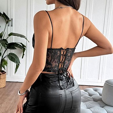 Women Slim Fit Bralette Corset Tops Lace Bustier Underwire Exotic Style Top