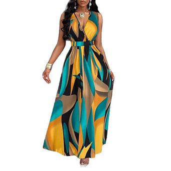 Women's Sleeveless Floral Maxi Dress Spring Summer Sundress Wedding Guest Dress