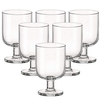 Bormioli Rocco Hosteria Set Of 6 Stackable Wine Glasses, 5.5 Oz. Goblet, Clear Tempered Glass