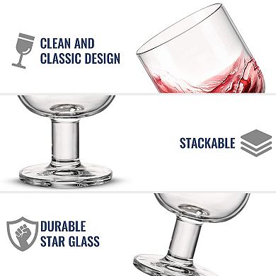 Bormioli Rocco Hosteria Set Of 6 Stackable Wine Glasses, 5.5 Oz. Goblet, Clear Tempered Glass