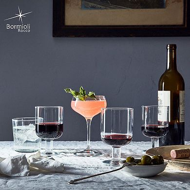 Bormioli Rocco Hosteria Set Of 6 Stackable Wine Glasses, 5.5 Oz. Goblet, Clear Tempered Glass