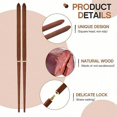 Rosewood 6 Piece Collapsible Chopsticks with Travel Pouch for Outdoor Use