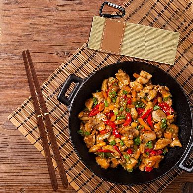 Rosewood 6 Piece Collapsible Chopsticks with Travel Pouch for Outdoor Use