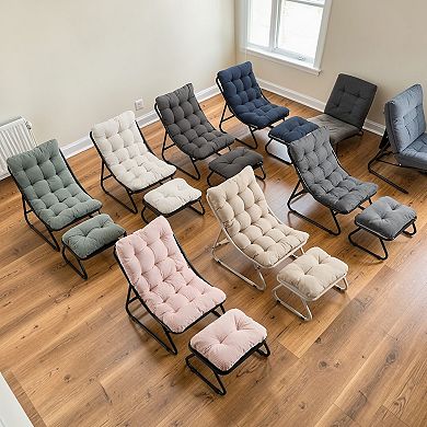 Lufeiya Lounge Chair with Ottoman, Sling with Cushion, Metal Frame