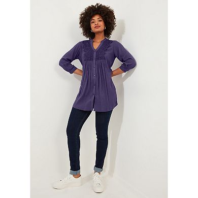 Joe Browns Women's Plus Size Crochet Trim Pintuck Shirt