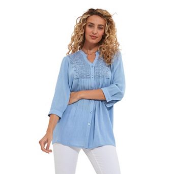 Joe Browns Women's Plus Size Crochet Trim Pintuck Shirt