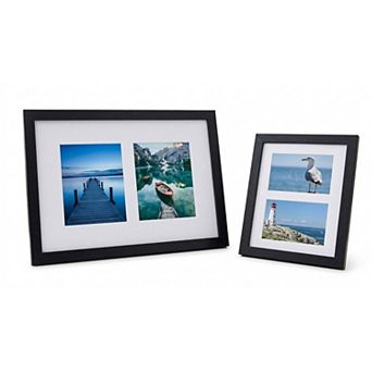 8x10 2-Opening & 11x14 2-Opening Black Wood Photo Frame Set of 2