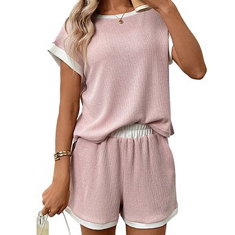 Women Waffle Rompers Summer Casual Shorts Overalls Elastic Waist Jumpsuits One Piece Outfits