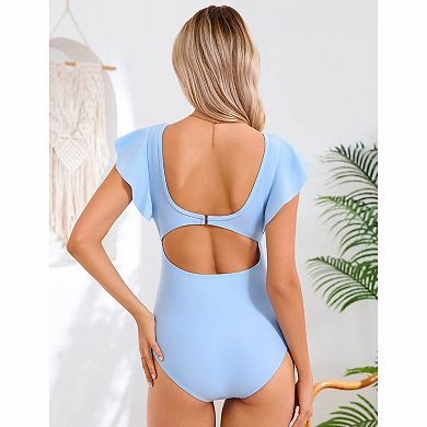 Women's Ruffle Sleeve One Piece Swimsuit