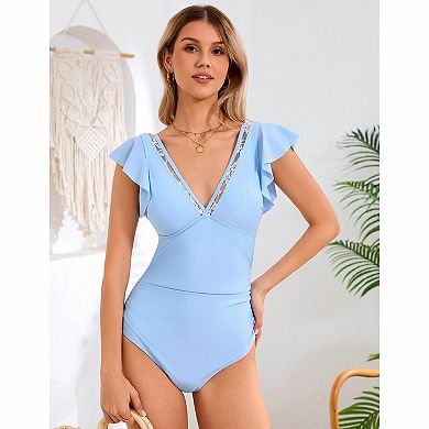 Women's Ruffle Sleeve One Piece Swimsuit