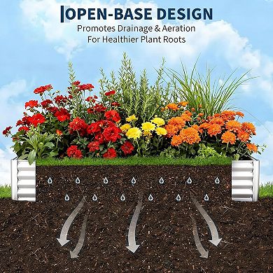 2 Pack Galvanized Raised Garden Bed 6x1.5x1 FT, Outdoor Planter Box for Flowers & Vegetables, Silver