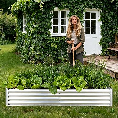 2 Pack Galvanized Raised Garden Bed 6x1.5x1 FT, Outdoor Planter Box for Flowers & Vegetables, Silver