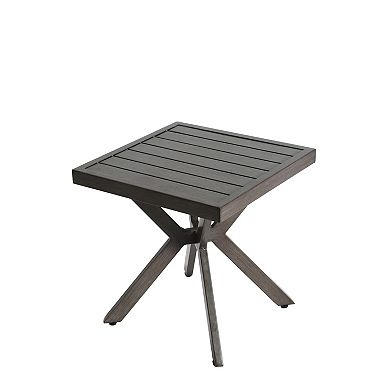 Eazegath 3-Piece Outdoor Cast Aluminum Chaise Lounge Chairs Set with Side Table and Wheels