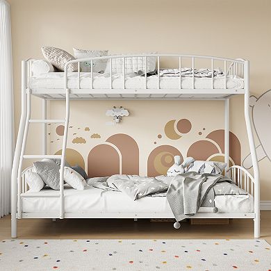 ANIXOL Space Saving Metal Bunk Bed Frame with Guardrails