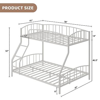ANIXOL Space Saving Metal Bunk Bed Frame with Guardrails