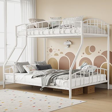 ANIXOL Space Saving Metal Bunk Bed Frame with Guardrails