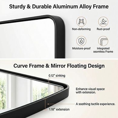 Matte Black Bathroom Mirror 20x30, Tempered Glass Modern Farmhouse Wall Mounted