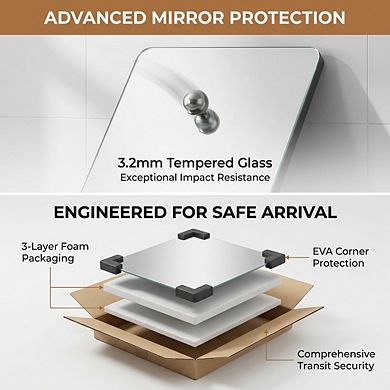 Matte Black Bathroom Mirror 20x30, Tempered Glass Modern Farmhouse Wall Mounted