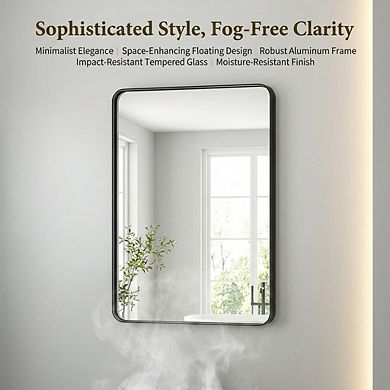 Matte Black Bathroom Mirror 20x30, Tempered Glass Modern Farmhouse Wall Mounted