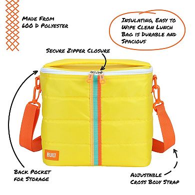 Built Puffer Insulated Crossbody Lunch Tote Bag - 13-Can, Adjustable Strap - (Citrus Sunrise Stripe)