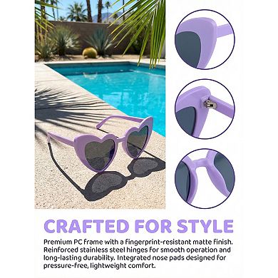 Unisex Heart-Shaped Full-Frame Sunglasses Cool Cute Trendy Versatile Sun Glasses UV Protection