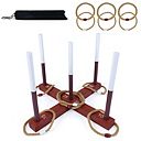 Wooden Ring Toss Game with Six Rope Rings and Storage Bag 24 by 24 Inches