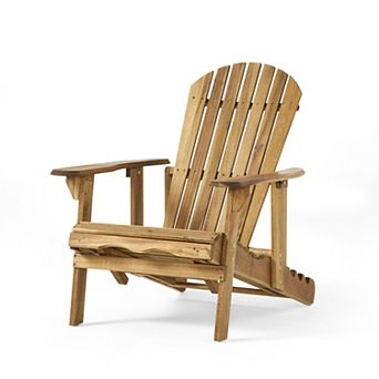 Reclining Adirondack Chair Acacia Wood Outdoor Lounge with Built-In Footrest