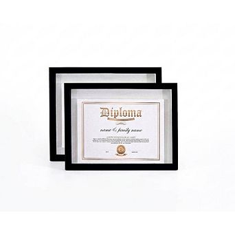 11x14 Floating Document Frame Set of 2 Double-Sided HD Plexiglass, Black