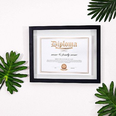 11x14 Floating Document Frame Set of 2 Double-Sided HD Plexiglass, Black