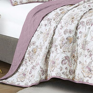ESCA Mauve Floral Coverlet Set