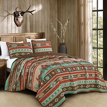 ESCA Turquoise Western Quilt Set