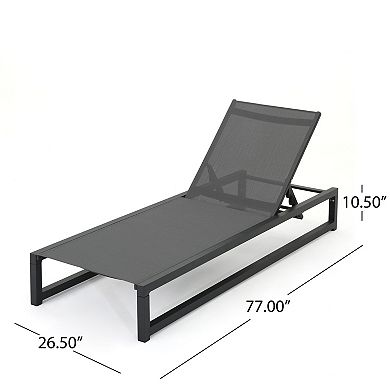 Chaise Lounge (Set of 2) Black/Grey Adjustable Mesh Loungers with Aluminum Frame