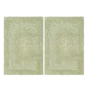 2 pc Reversible Cotton Bath Mats Soft Absorbent Tufted