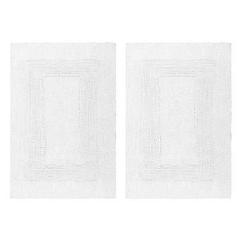 2 pc Reversible Cotton Bath Mats Soft Absorbent Tufted