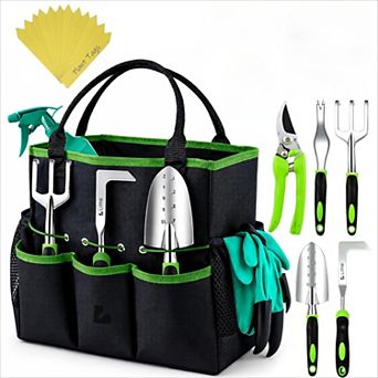 23 pc Heavy Duty Gardening Tool Set, Durable Ergonomic with Storage Tote