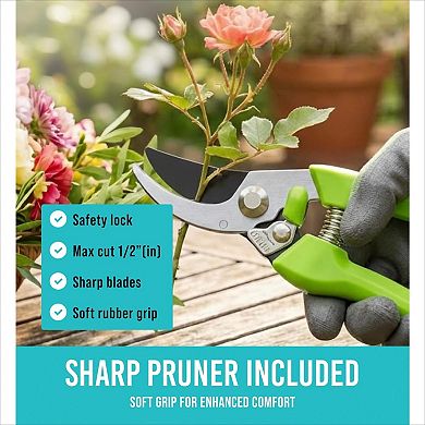 23-Piece Heavy Duty Gardening Tool Set, Durable Ergonomic with Storage Tote
