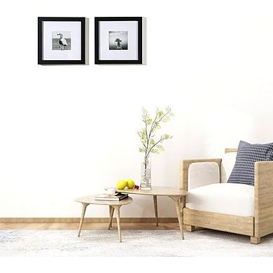 8x8 Photo Frames Set of 2 Display 6x6/4x4/8x8 with Mat, Black Wood