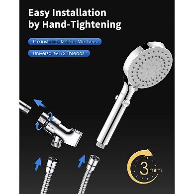 Handheld Shower Head High Pressure, 80" Extra Long Hose with ON/OFF Switch & Adjustable Bracket