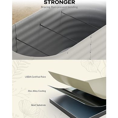 2 Pack Galvanized Raised Garden Bed 6x3x2 FT, Outdoor Planter Box for Flowers & Vegetables, Beige