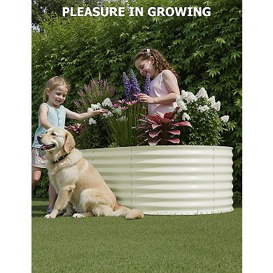 2 Pack Galvanized Raised Garden Bed 6x3x2 FT, Outdoor Planter Box for Flowers & Vegetables, Beige