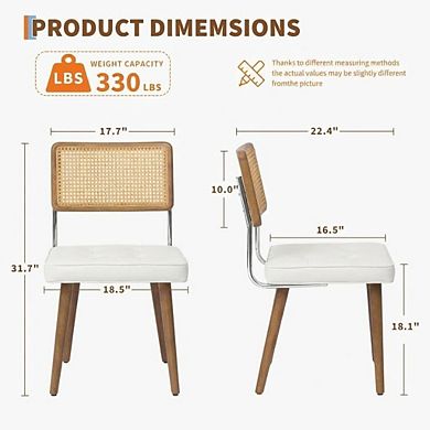 ANIXOL Natural Rattan and Linen Upholstered Dining Chairs