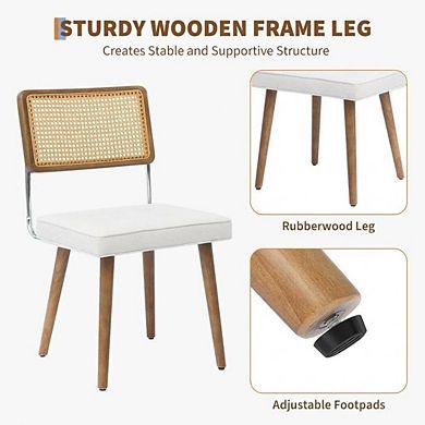 ANIXOL Natural Rattan and Linen Upholstered Dining Chairs