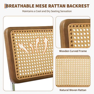 ANIXOL Natural Rattan and Linen Upholstered Dining Chairs