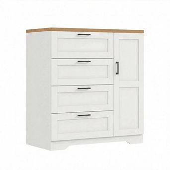 ANIXOL Multifunctional Wooden Dresser with Hanging Rod and Drawers