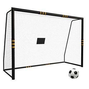Heavy Duty Metal Soccer Goal for Backyard - Weatherproof Net - Foam-Padded Anti-Collision Posts